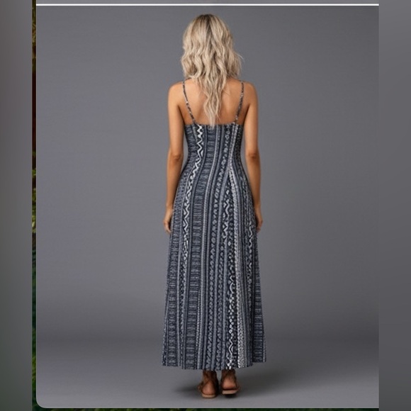 Boho Geo Print Split Thigh Cami Dress - Picture 3 of 8